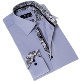 Gray inside Floral Men's  Slim Fit Designer Dress Shirt - Tailored Cotton Shirts for Work and Casual Wear